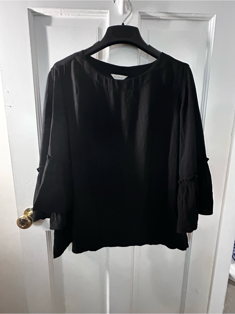 Multiples Black Women's Ruffle-Sleeve Blouse